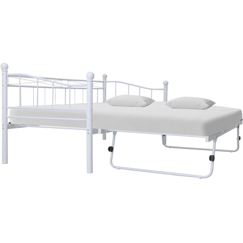 

Estructura de cama de acero blanca 180x200/90x200 cm