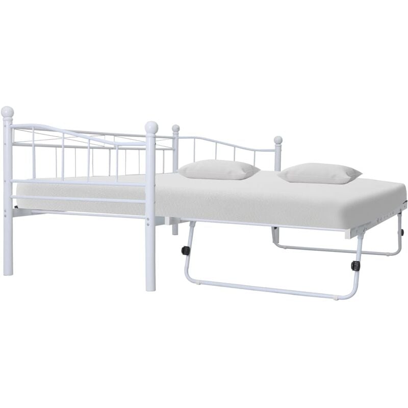 

Estructura de cama de acero blanca 180x200/90x200 cm - Blanco