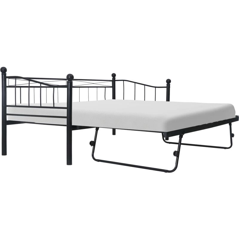 

Estructura de cama de acero negra 180x200/90x200 cm