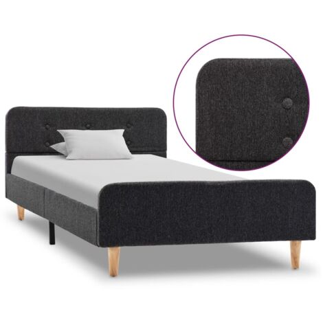 Estructura de cama de arpillera gris oscuro 90x200 cm