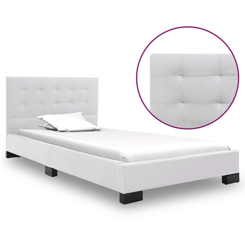 

Estructura de cama de cuero artificial blanco 120x200 cm - Blanco