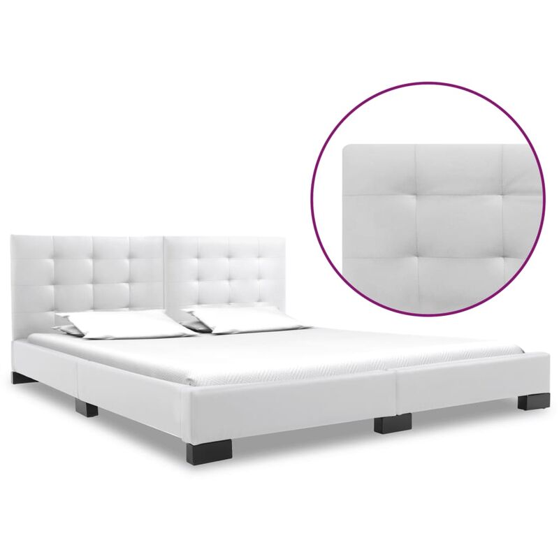 

Estructura de cama de cuero artificial blanco 160x200 cm