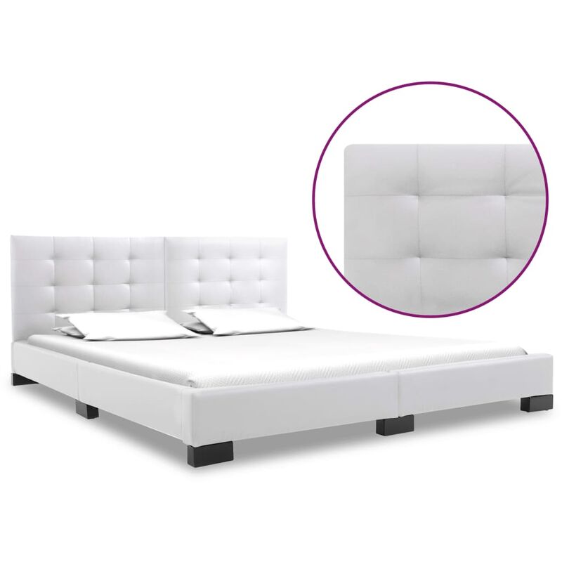 

Estructura de cama de cuero artificial blanco 160x200 cm - Blanco