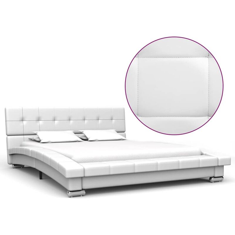 

Estructura de cama de cuero artificial blanco 200x140 cm