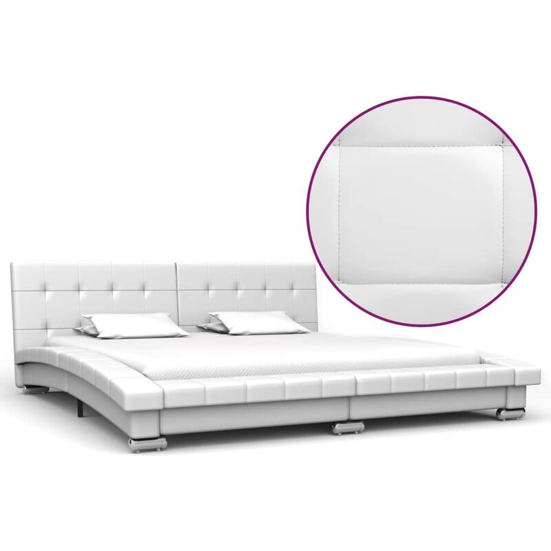 

Estructura de cama de cuero artificial blanco 200x160 cm