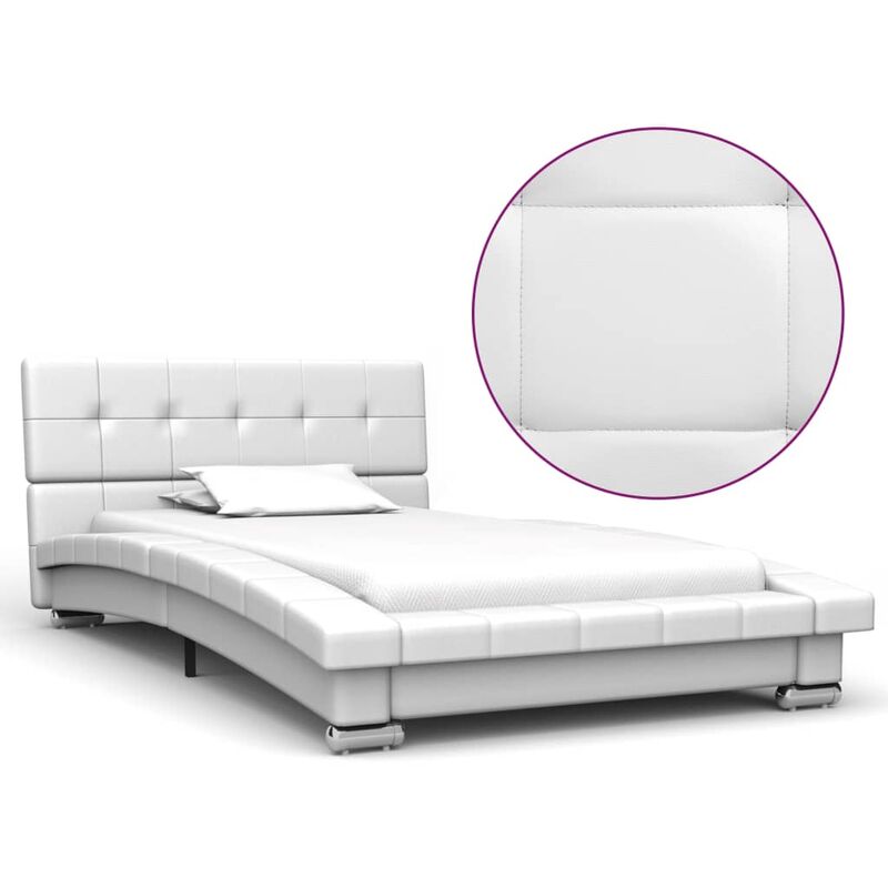 

Estructura de cama de cuero artificial blanco 200x90 cm