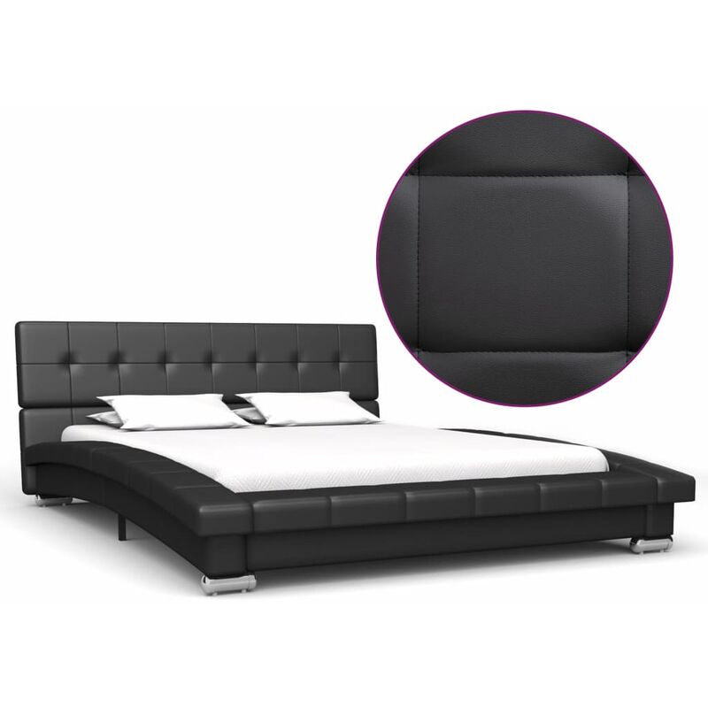 

Estructura de cama de cuero artificial negro 200x120 cm