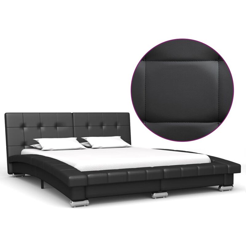 

Estructura de cama de cuero artificial negro 200x140 cm