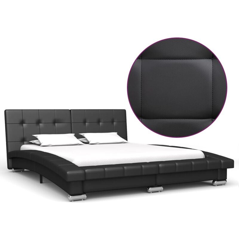 

Estructura de Cama de Cuero Artificial Negro 200x140 cm - Negro - Vidaxl