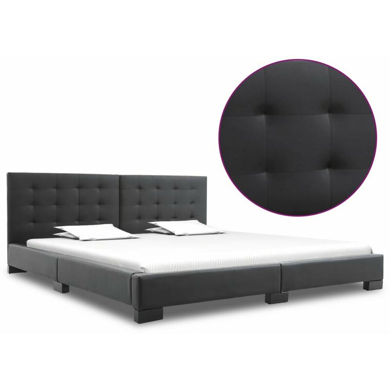 

Happyshopping - Estructura de cama de cuero artificial negro 200x180 cm