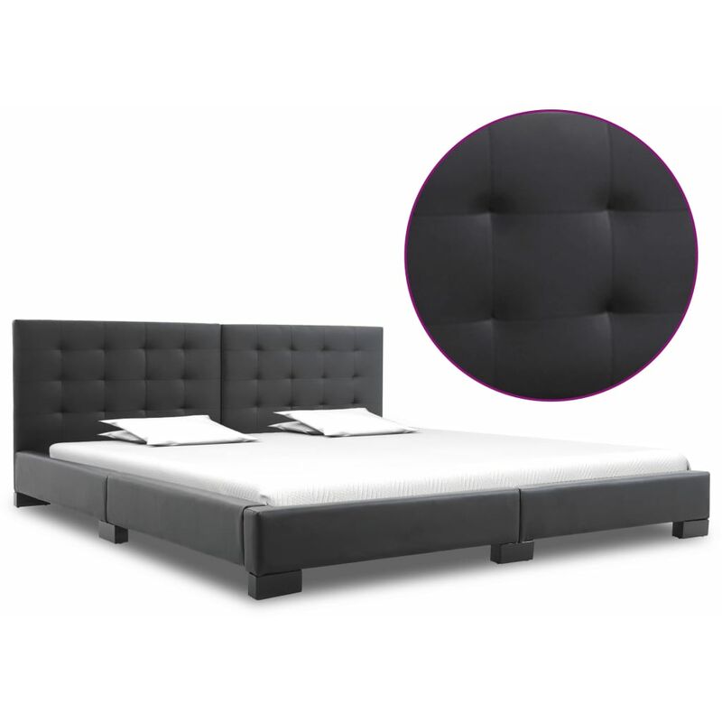 

Estructura de cama de cuero artificial negro 200x180 cm