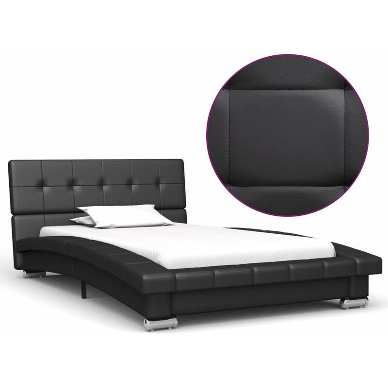

Estructura de cama de cuero artificial negro 200x90 cm