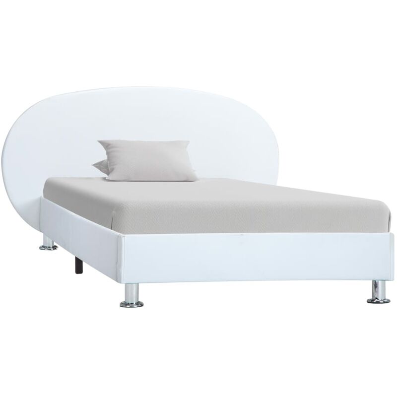 

Estructura de cama de cuero sintético blanco 100x200 cm