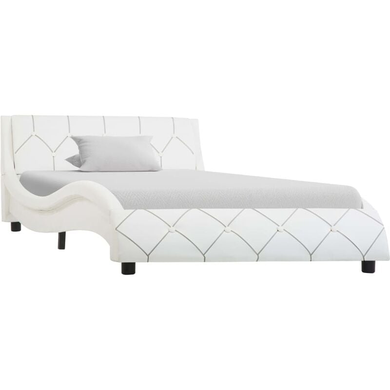 

Estructura de cama de cuero sintético blanco 100x200 cm