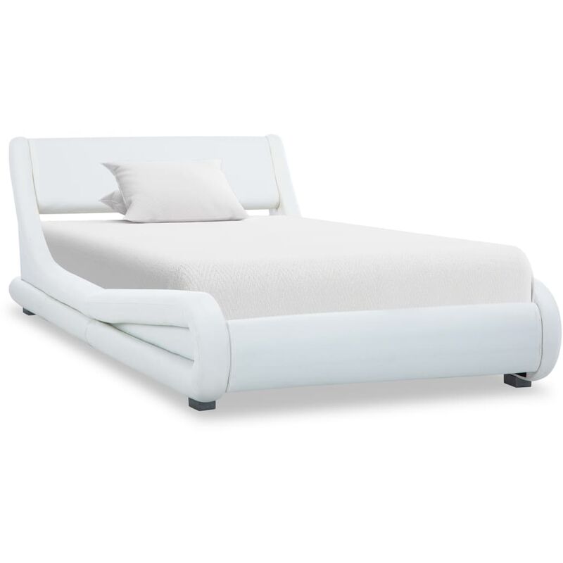 

Estructura de cama de cuero sintético blanco 100x200 cm