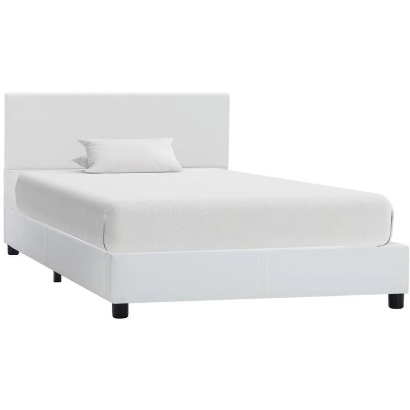 

Estructura de cama de cuero sintético blanco 100x200 cm