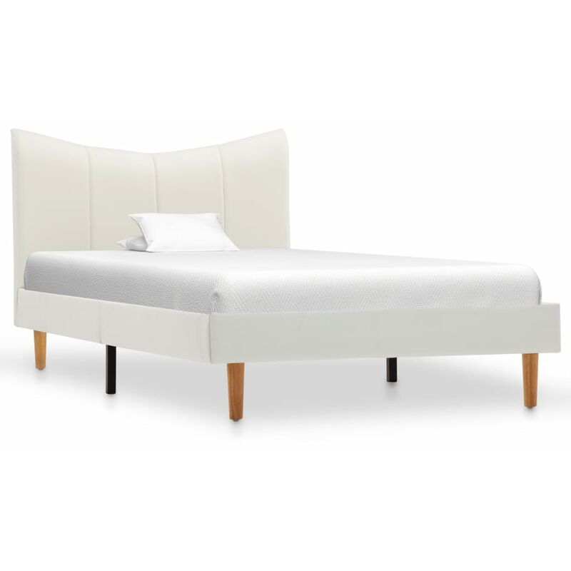

Estructura de cama de cuero sintético blanco 100x200 cm