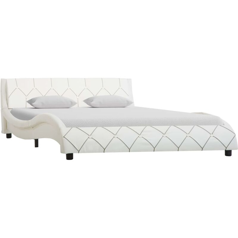 

Estructura de cama de cuero sintético blanco 120x200 cm