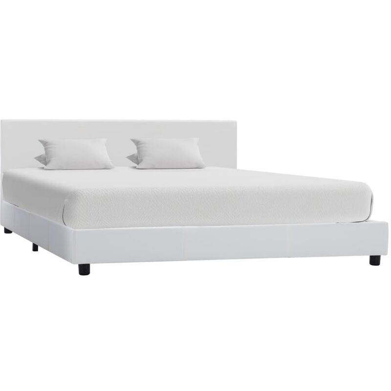 

Estructura de cama de cuero sintético blanco 120x200 cm