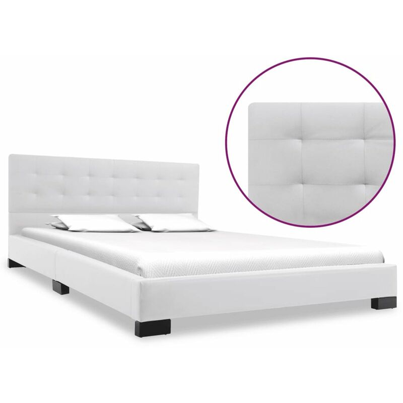 

Estructura de cama de cuero sintetico blanco 140x200 cm