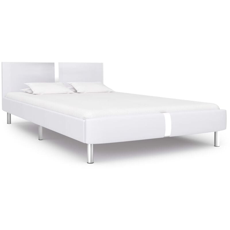 

Estructura de cama de cuero sintetico blanco 140x200 cm