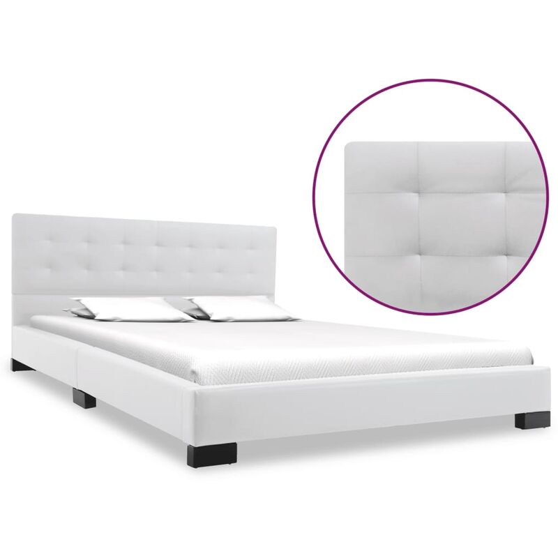 

Estructura de cama de cuero sintético blanco 140x200 cm