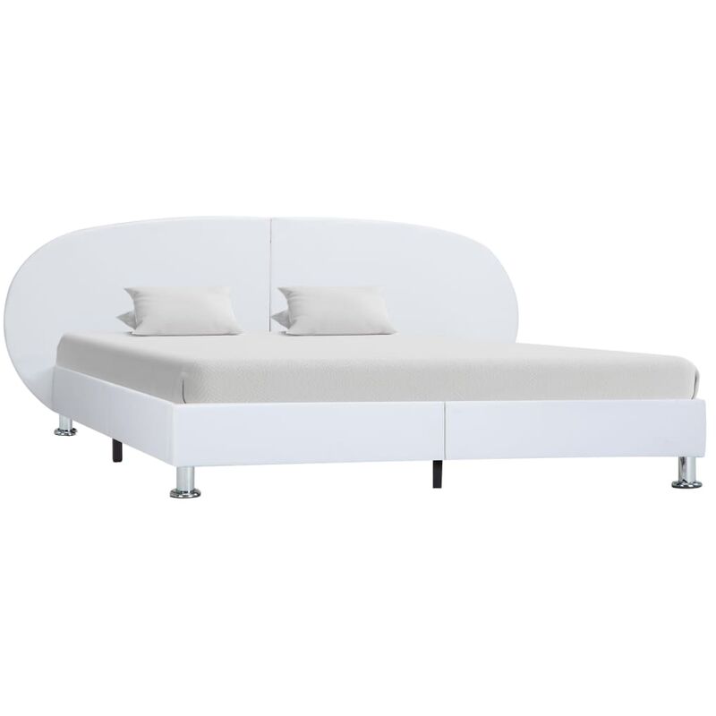 

Estructura de cama de cuero sintético blanco 140x200 cm