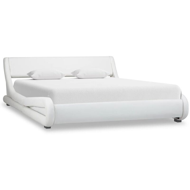 

Estructura de cama de cuero sintético blanco 140x200 cm