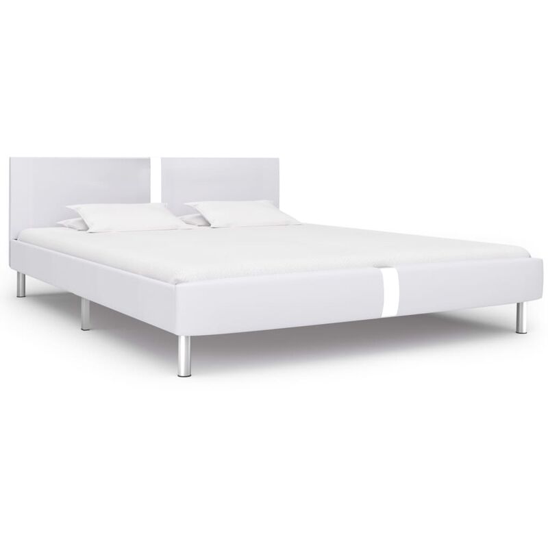 

Estructura de cama de cuero sintetico blanco 160x200 cm