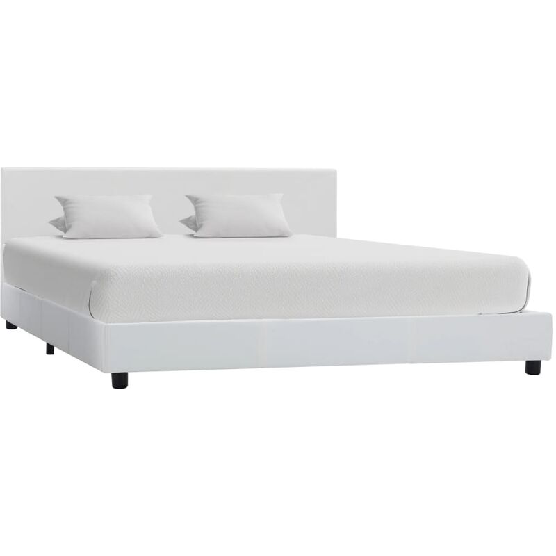 

Estructura de cama de cuero sintético blanco 160x200 cm