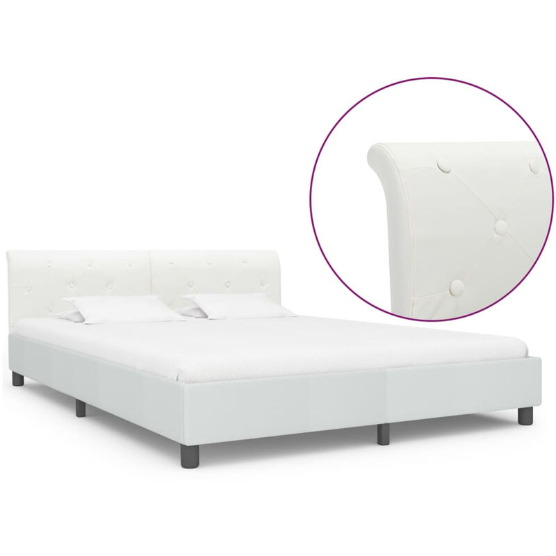

Estructura de cama de cuero sintetico blanco 180x200 cm