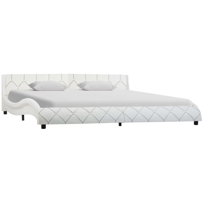 

Estructura de cama de cuero sintetico blanco 180x200 cm