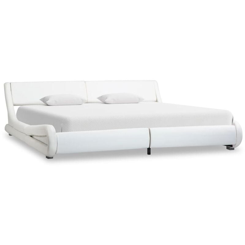 

Estructura de cama de cuero sintetico blanco 180x200 cm