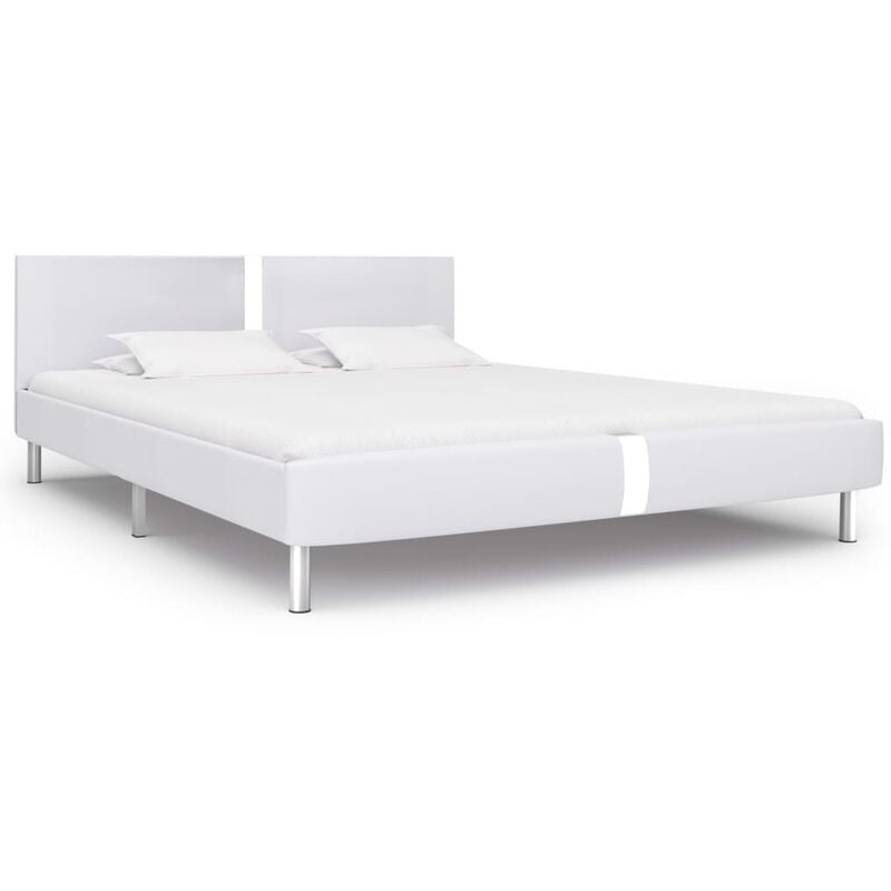 

Estructura de cama de cuero sintético blanco 180x200 cm