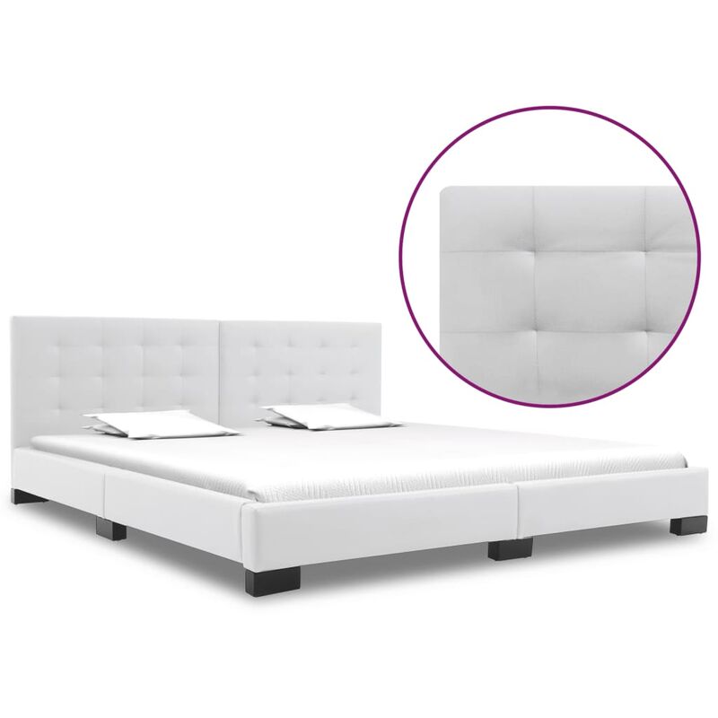 

Estructura de cama de cuero sintético blanco 180x200 cm