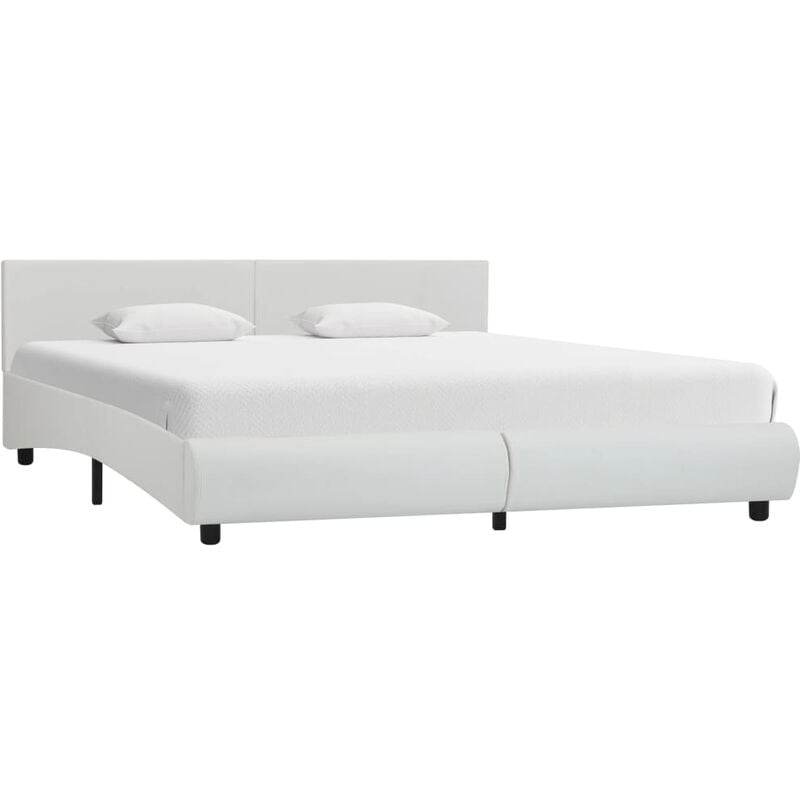 

Estructura de cama de cuero sintético blanco 180x200 cm