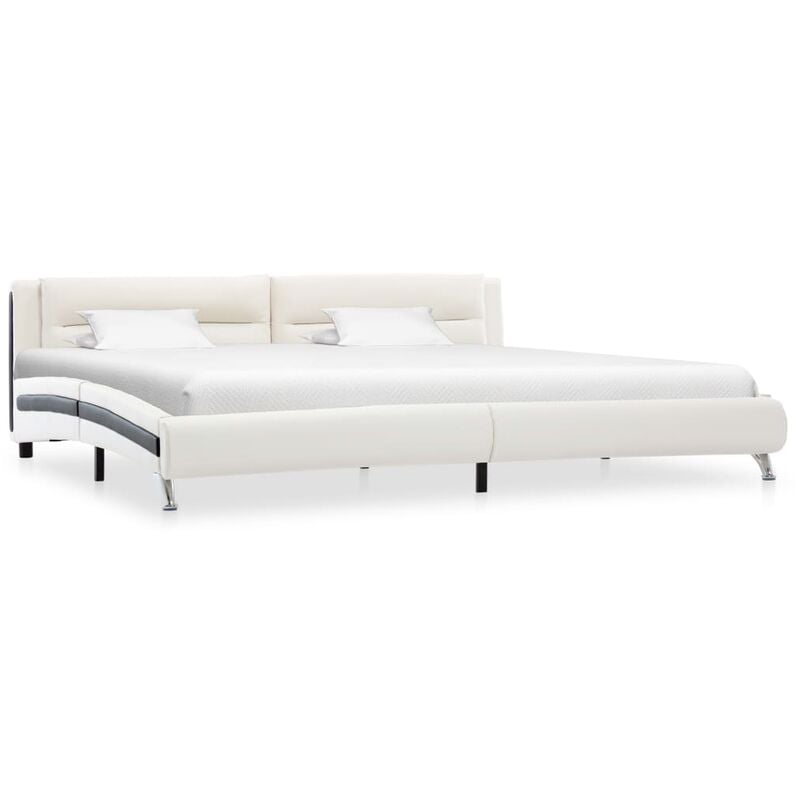

Estructura de cama de cuero sintético blanco 180x200 cm