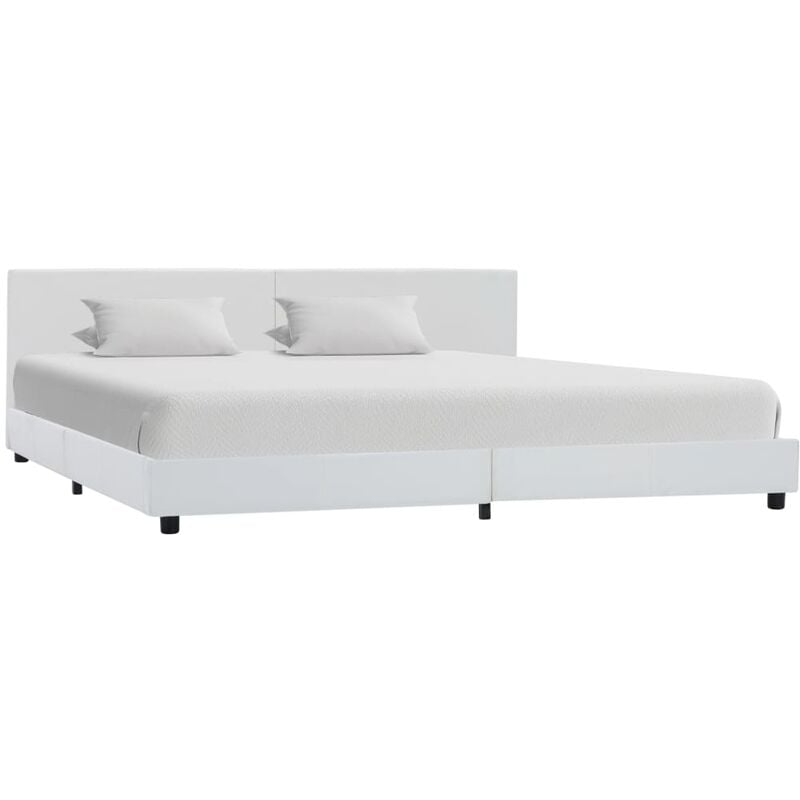 

Estructura de cama de cuero sintético blanco 180x200 cm