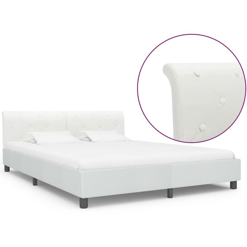 

Estructura de cama de cuero sintético blanco 180x200 cm