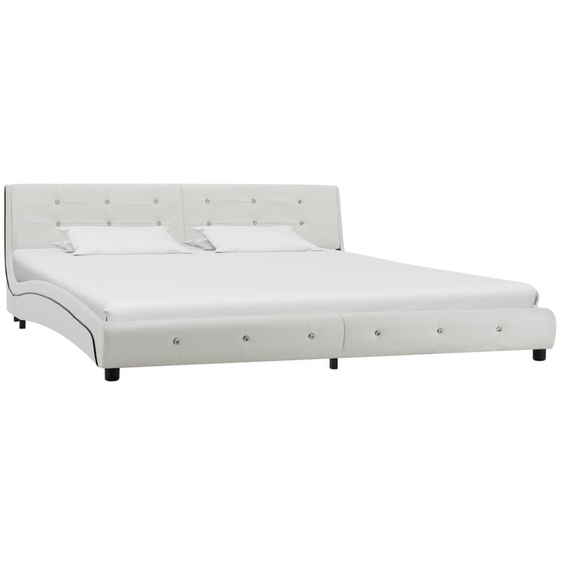 

Estructura de cama de cuero sintético blanco 180x200 cm