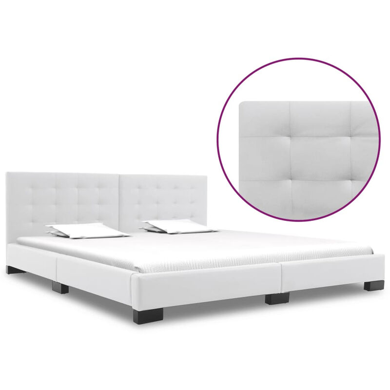 

Estructura de cama de cuero sintetico blanco 180x200 cm