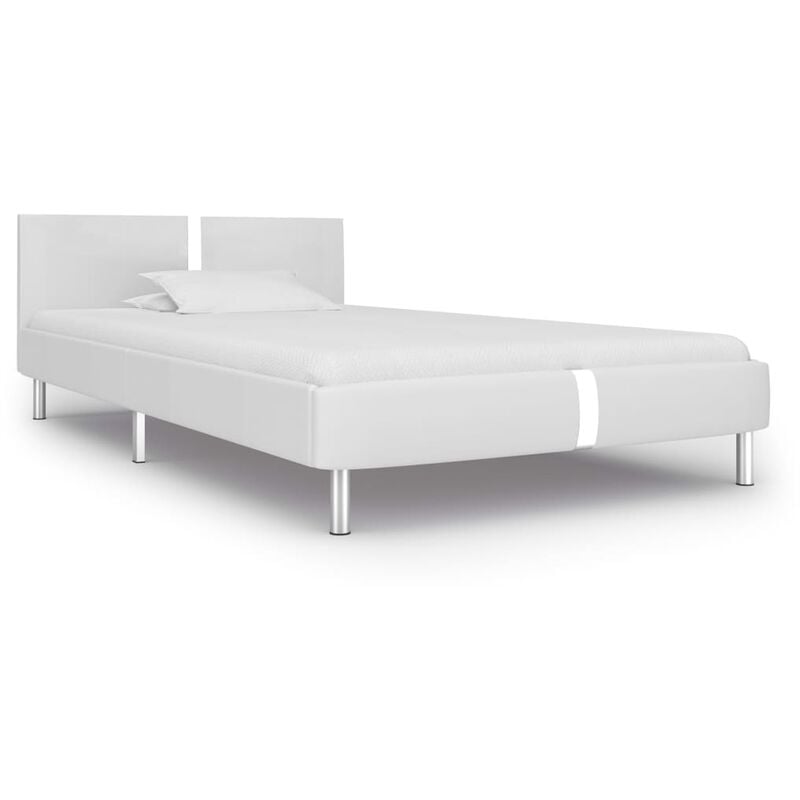 

Estructura de cama de cuero sintético blanco 90x200 cm