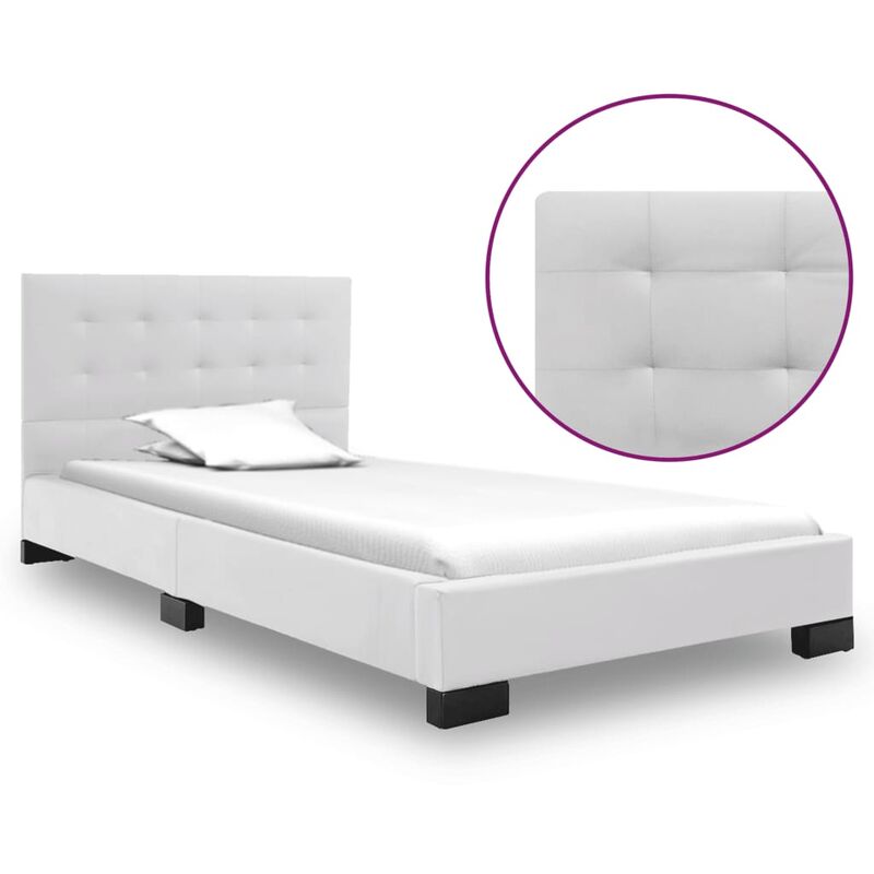

Estructura de cama de cuero sintético blanco 90x200 cm