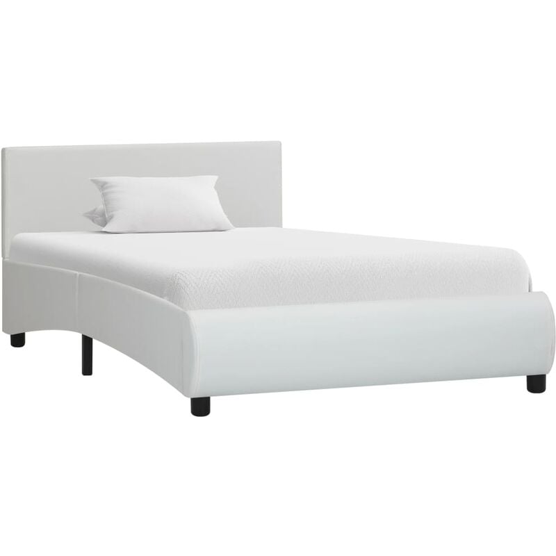 

Estructura de cama de cuero sintético blanco 90x200 cm
