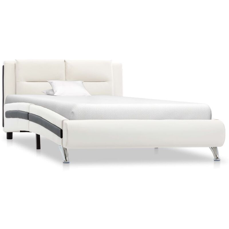

Estructura de cama de cuero sintético blanco 90x200 cm
