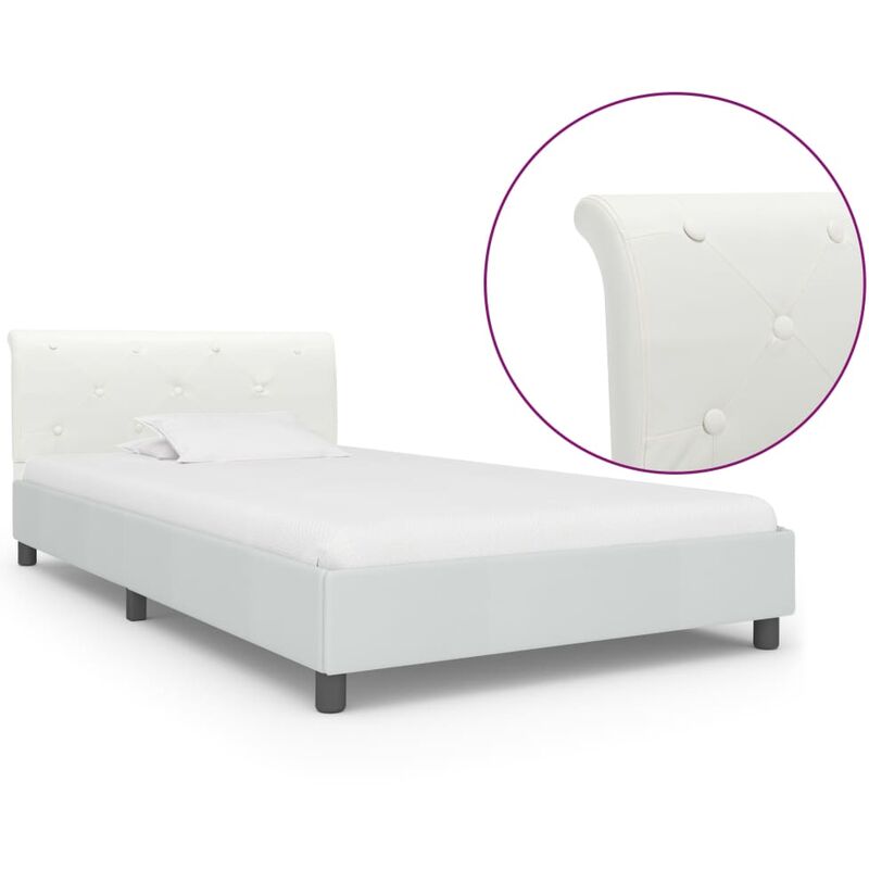 

Estructura de cama de cuero sintético blanco 90x200 cm