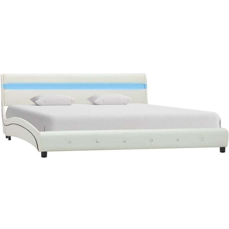 

Estructura de Cama con LED Cuero Sintético Blanco 180x200 cm - Blanco - Vidaxl