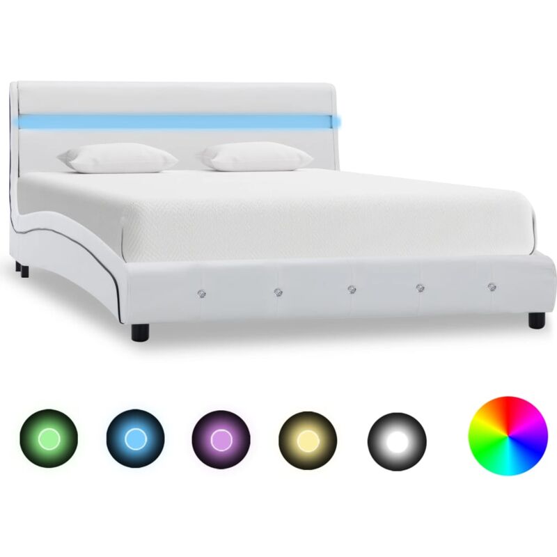 

Estructura de Cama con LED Cuero Sintético Blanco 140x200 cm - Blanco - Vidaxl
