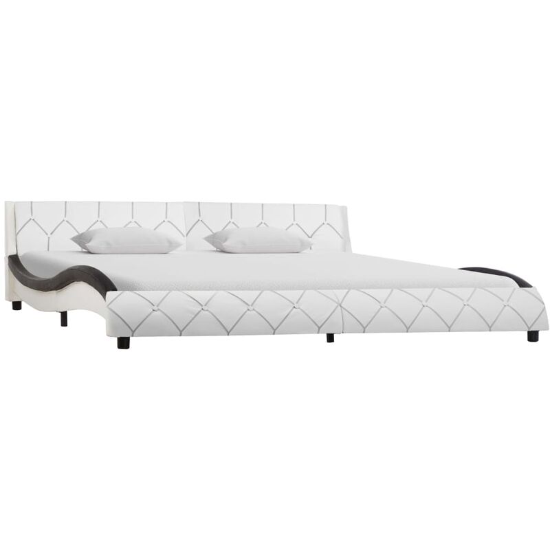 

Estructura de cama de cuero sintetico blanco y negro 180x200 cm