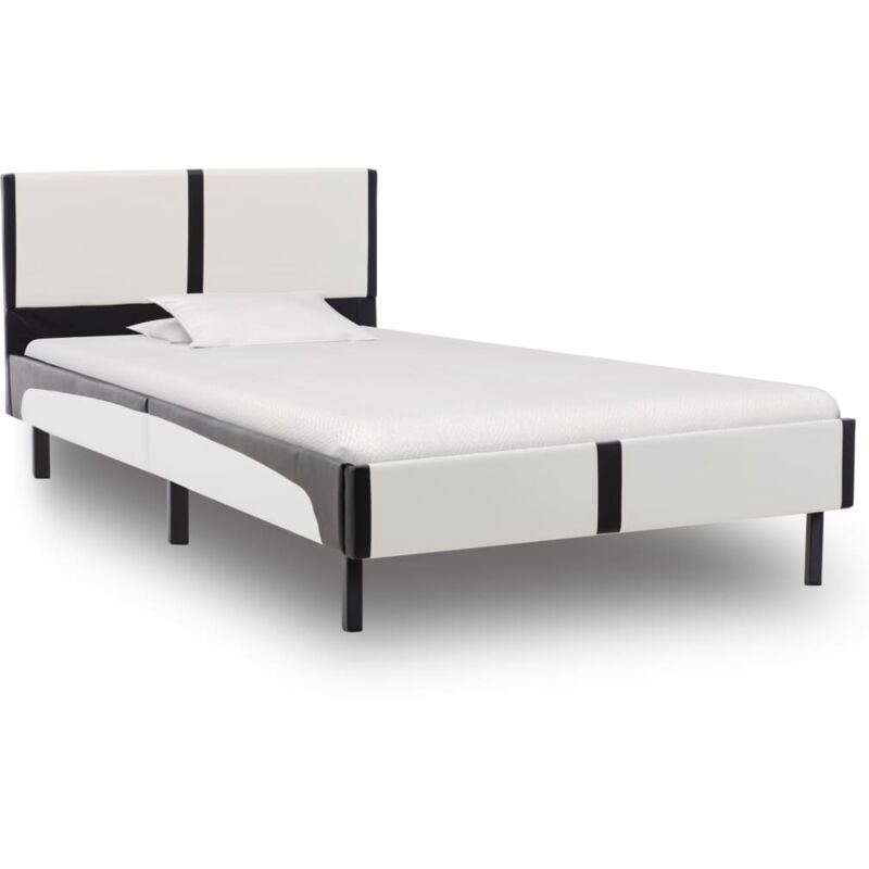 

Estructura de Cama de Cuero Sintético Blanco y Negro 90x200 cm - Blanco - Vidaxl